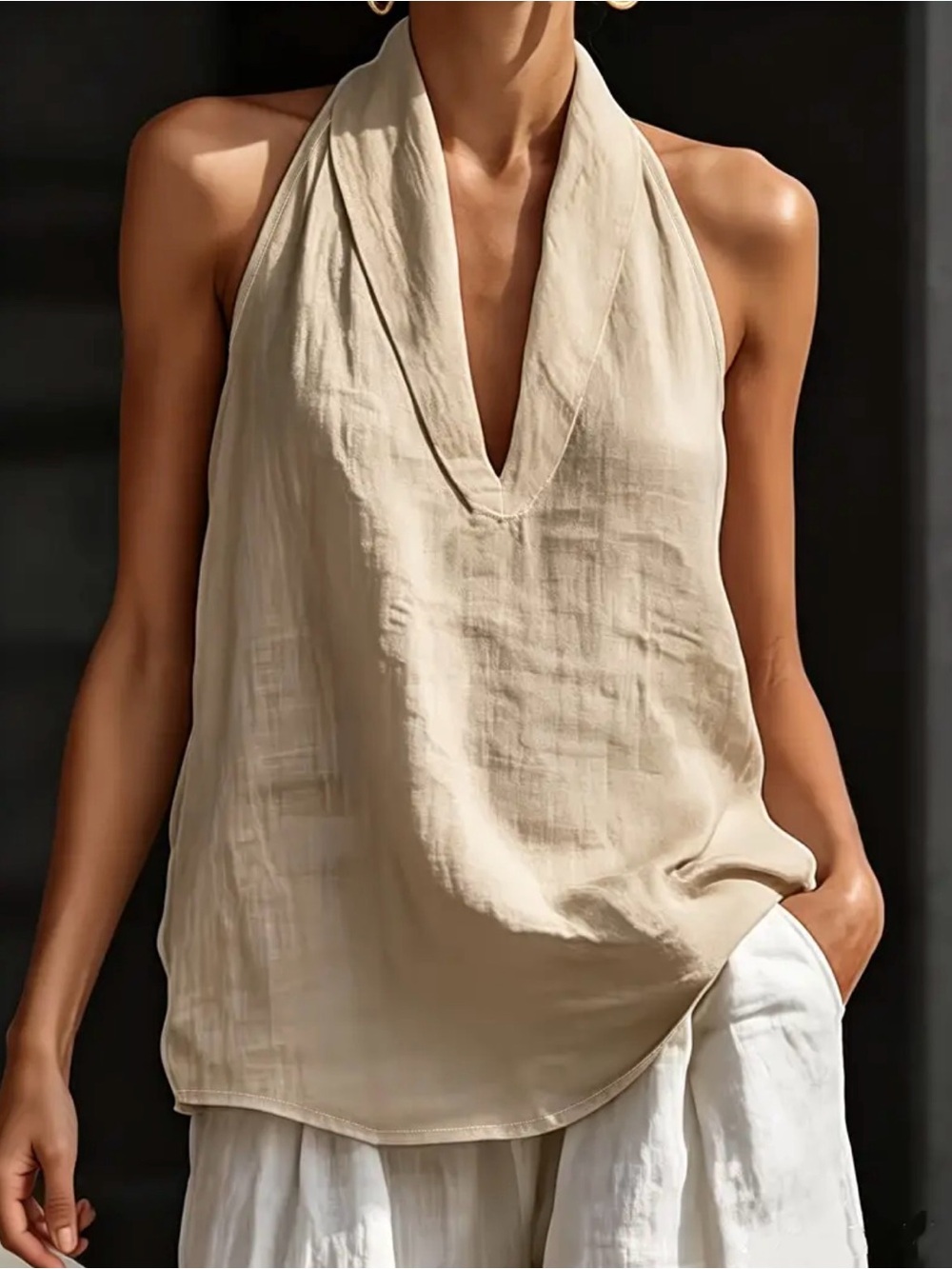 SHEIN Beige Halter V-Neck Camisole xxl